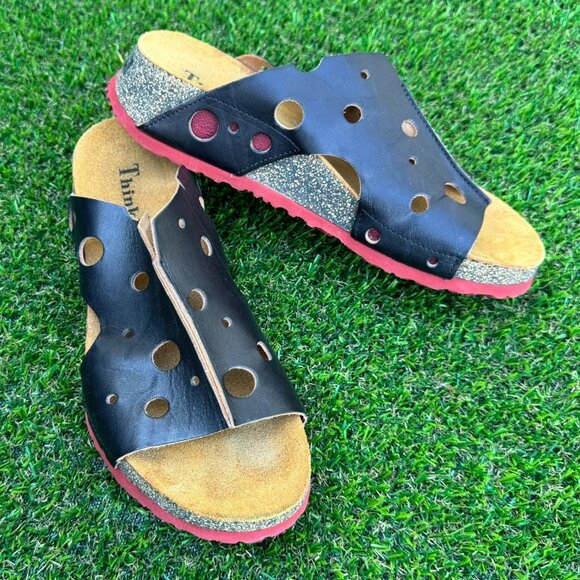 Think! Slide Leather Sandals Women's Size 7 (US 6-6.5) - Picture 1 of 9